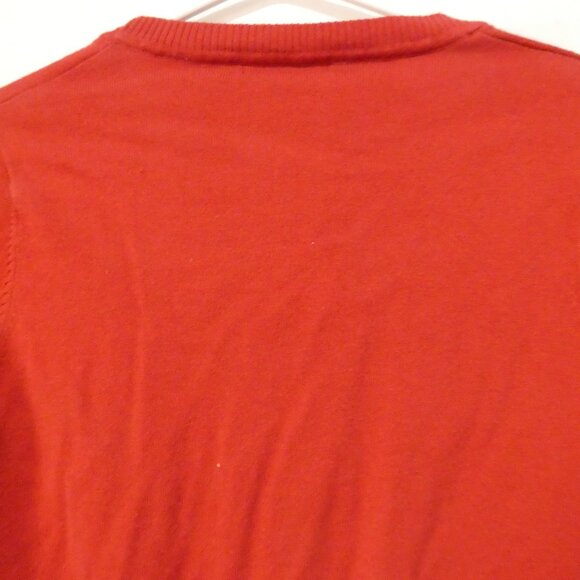 EDC By ESPRIT | medium | Elegant Red V-Neck Sweater | Stitched Logo On Sleeve - Picture 12 of 15